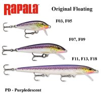 Vobleris Rapala Original Floating PD - Purpledescent
