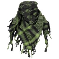 Shemagh head wrap olive/black with skull