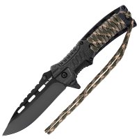 Couteau pliant Mil-Tec Paracord avec allume-feu - Camo