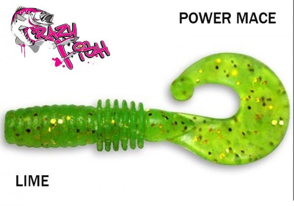 Przynęta miękka z zapachem Crazy fish Power Mace LIME 4 cm [01-10-4-21]