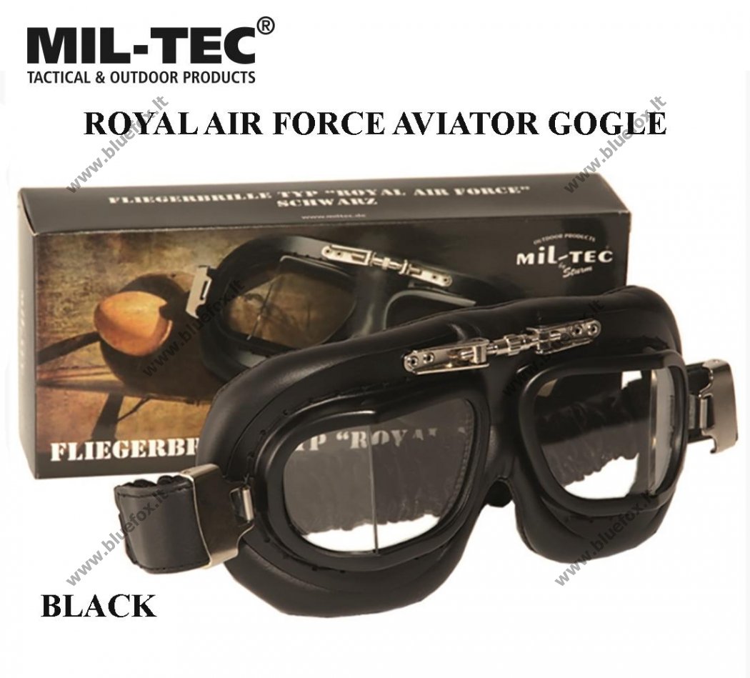 Mil-tec Karališkųjų oro pajėgų lakūnų akiniai juodi - Spauskite ant paveikslėlio norint uždaryti