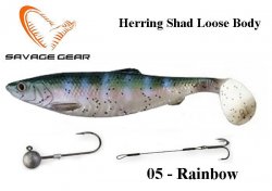 Gumijas zivis Herring Shad Loose Body Rainbow 25 cm 98g + 25 g