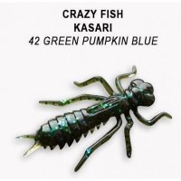 Guminukas Crazy Fish KASARI 4.0cm Green Pumpkin Blue plaukiant
