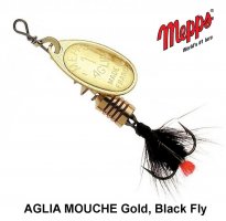 Spinners Mepps AGLIA MOUCHE Kultainen, Musta Perho