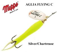Rotējošais māneklis Mepps Aglia Flying C Silver/Chartreuse
