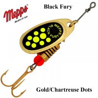 Блесна Mepps Black Fury Gold Chartreuse Dots