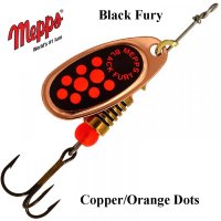Sukriukė Mepps Black Fury Copper Orange Dots
