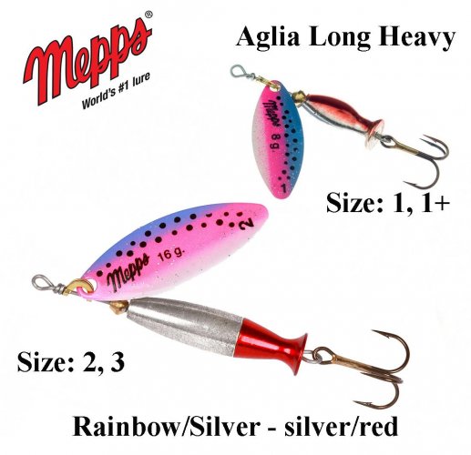 Sukriukė Mepps Aglia Long Heavy Rainbow/Silver-Silver/Red