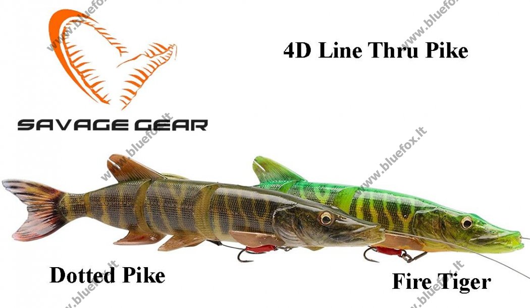 Savage Gear 4D Line Thru Pike Soft Baits Fire Tiger [01-61793] - 46.98EUR :   - Fishing, backpack, outdoors, flashlight, tents, wobblers,  knives, axes, saw, machete, rapala, storm