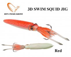 Pilker Savage gear 3D Swim Squid Jig Red