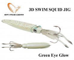 Pilker Savage gear 3D Swim Squid Jig Green Eye Glow