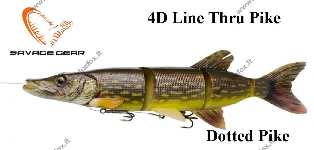 Guminukas Savage Gear 4D Line Thru Pike Dotted Pike - Spauskite ant paveikslėlio norint uždaryti