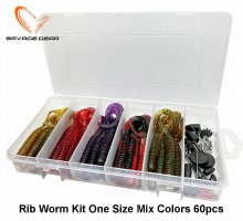 Masalų rinkinys Savage Rib Worm Kit One Size Mix Colors 60pcs
