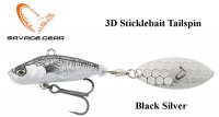 Blizgė Savage Gear 3D Sticklebait Tailspin Black Silver