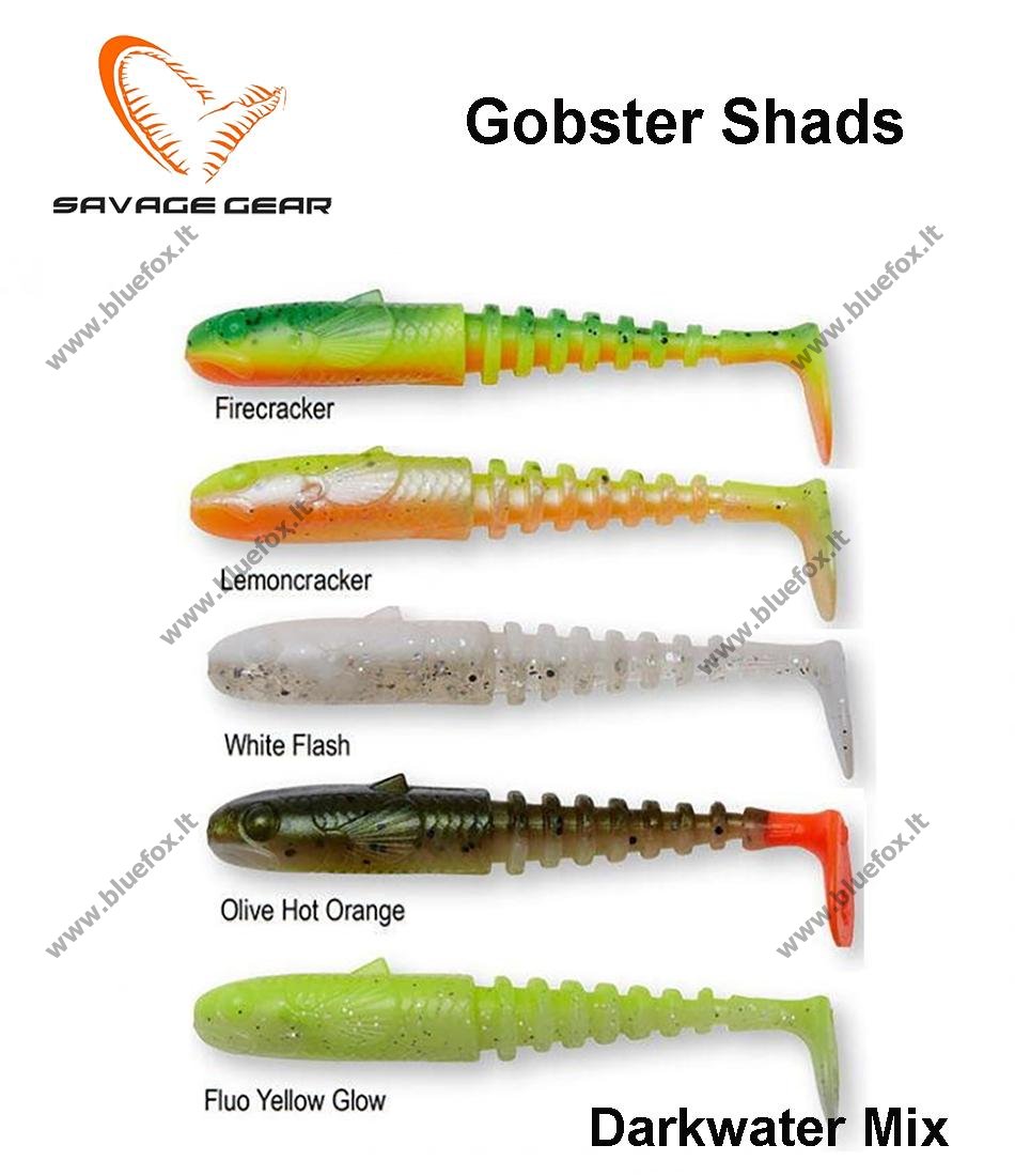 Masalų rinkinys Savage Gear Gobster Shads Darkwater Mix - Spauskite ant paveikslėlio norint uždaryti