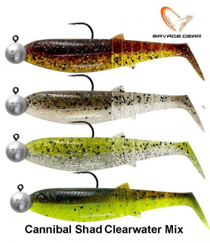 Masalų rinkinys Savage Gear Cannibal Shad skaidriam vandeniui