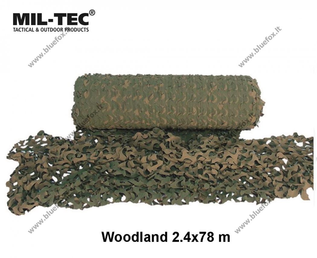 Mil-Tec Maskuojantis tinklas, "Woodland" bazinis 2,4x78m - Spauskite ant paveikslėlio norint uždaryti