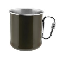Mil-Tec Stahlbecher mit Karabiner 250 ml Olive