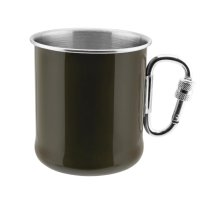 Mil-Tec Plieninis Puodelis su Karabinu 250 ml Olive