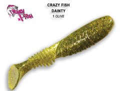 Minkštas masalas Crazy Fish Dainty 85mm 01-Olive