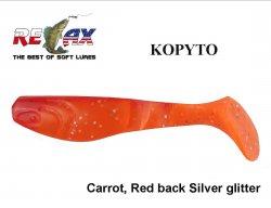 Relax Gummifische Kopyto S171 Carrot, Red back Silver glitter