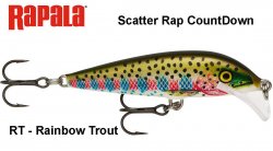 Vobleris Rapala Scatter Rap CountDown Rainbow Trout