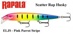 Vobleris Rapala Scatter Rap Husky ELJS - Pink Parrot Stripe