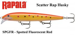 Vobleris Rapala Scatter Rap Husky SPGFR -Spotted Fluorescent Red