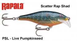 Vobleris Rapala Scatter Rap Shad Live Pumpkinseed