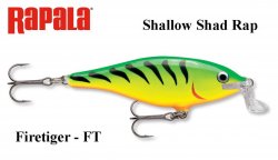 Vobleris Rapala Shallow Shad Rap Firetiger