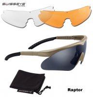 SwissEye Raptor taktiskās brilles, rāmis gumijas Coyot, 3 lēcas,