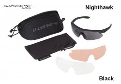 Taktiniai akiniai Swiss Eye Nighthawk Juodi