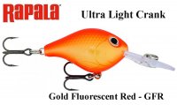 Vobleris Rapala Ultra Light Crank Pink Gold Fluorescent Red GFR