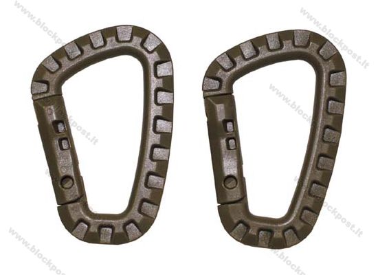 Karabiner, Plastik, coyote tan D 7 mm x 8,5 cm, 2er Pack [04-27531R]